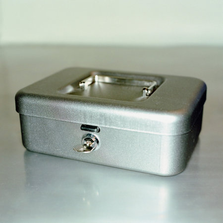 Money box with lockの写真素材