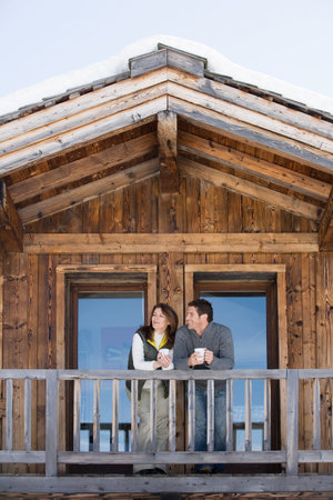 Couple at chaletの写真素材