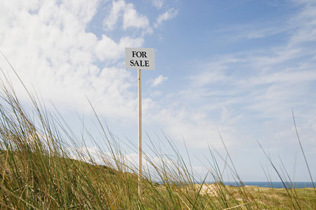 For sale sign near the coastの写真素材