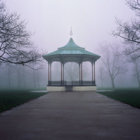 Bandstand in the mistの写真素材