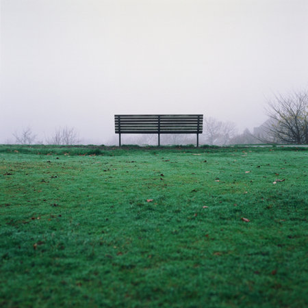 Empty park benchの写真素材