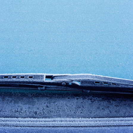 Frost covered windscreenの写真素材