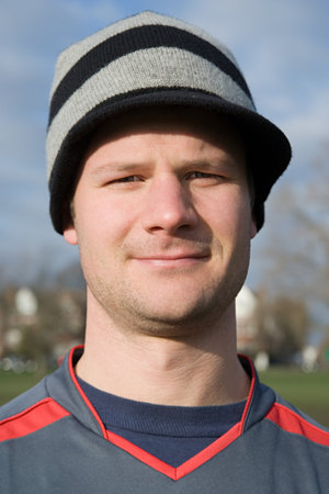 Man in a knit hatの写真素材