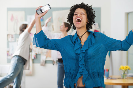 Elated womanの写真素材