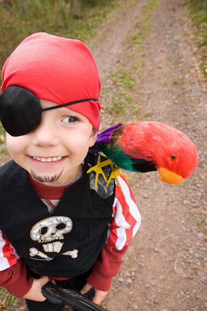 Boy dressed as a pirateの写真素材