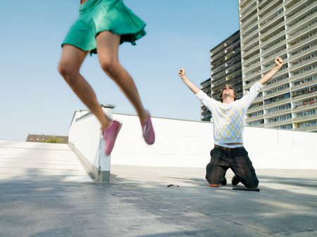 Joyful urban golfersの写真素材