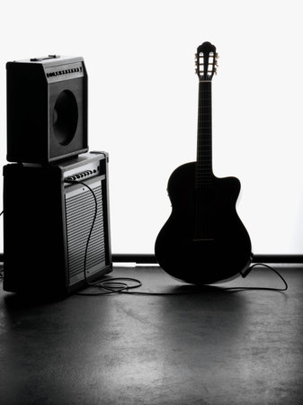 Amplifier and electric guitarの写真素材