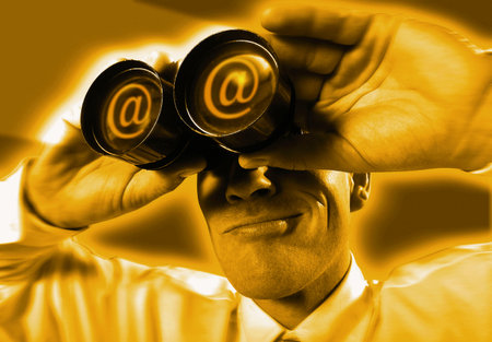 Man using binocularsの写真素材