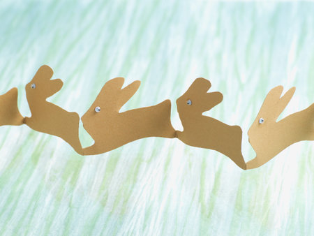 Paper cutout rabbits shapeの写真素材