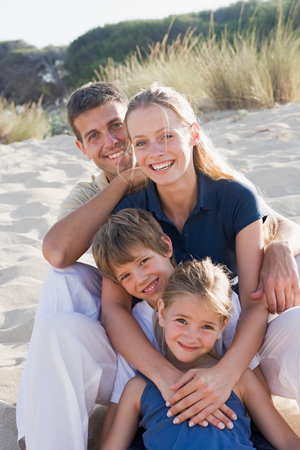 Family at beachの写真素材