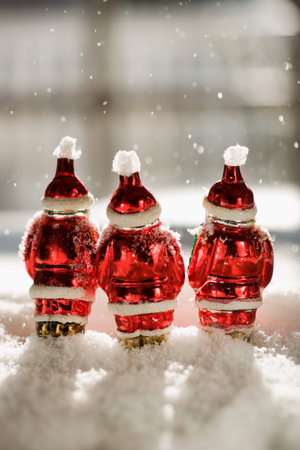 Santa decorations and snowの写真素材