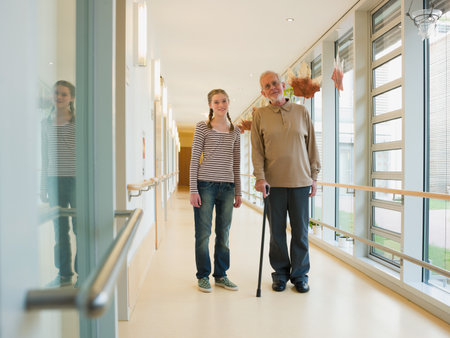 Grandfather and granddaughterの写真素材