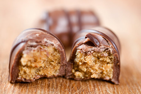 Chocolates with a missing biteの写真素材