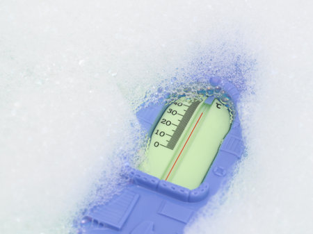 Thermometer in bathの写真素材