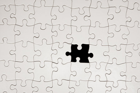 Jigsaw puzzle with missing piece
