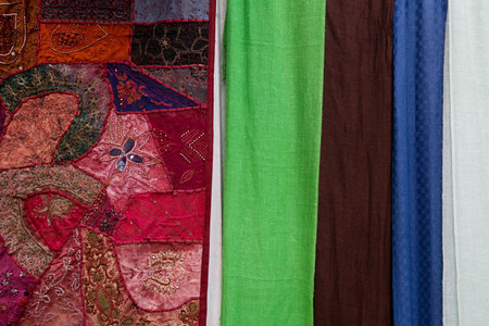 Fabric on a stallの写真素材