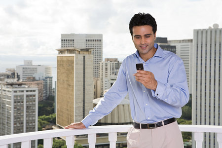 Man using cell phoneの写真素材