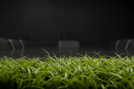 Grass on a conference tableの写真素材