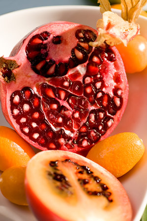 Pomegranate and other fruitの写真素材