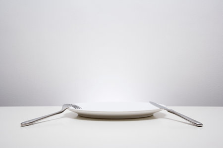 Knife fork and plateの写真素材
