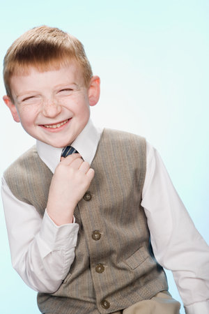 Portrait of a boy laughingの写真素材