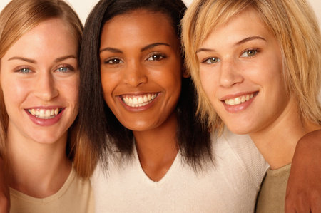 Portrait of three young womenの写真素材
