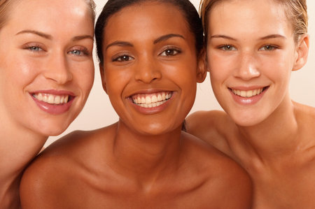 Portrait of three young womenの写真素材