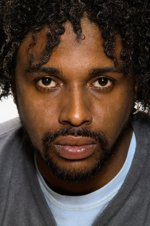 Portrait of a hostile looking manの写真素材