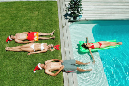 Christmas by the swimming pool