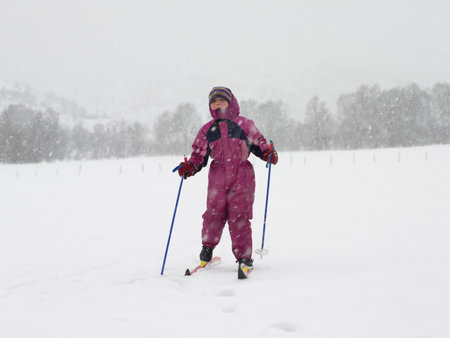 Girl skiingの写真素材