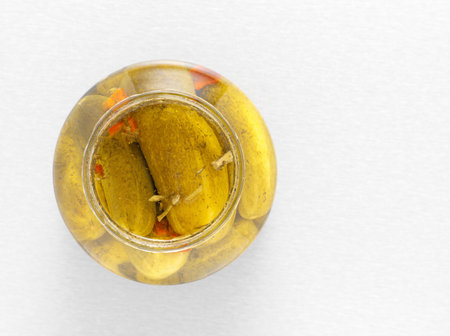 Jar of pickled gherkinsの写真素材