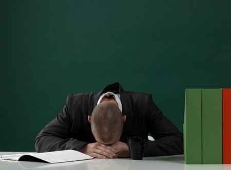 Business Man By Office Tableの写真素材