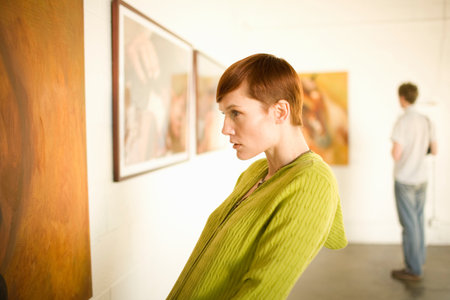 Young Woman In Museum Galleryの写真素材