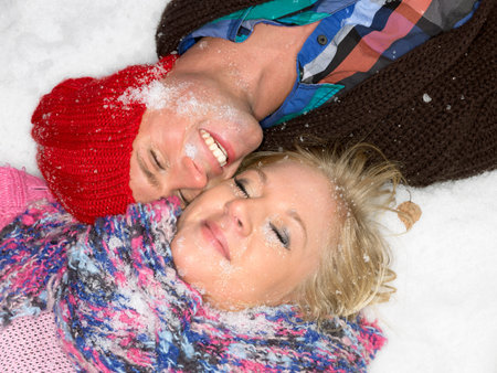 Couple In Snowの写真素材