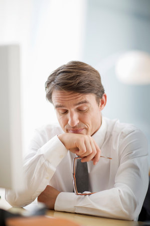 Man Being Tired Of Bad Newsの写真素材