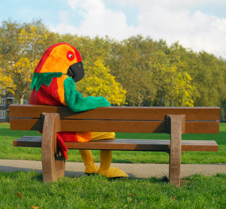 Man Dressed In Parrot Suitの写真素材