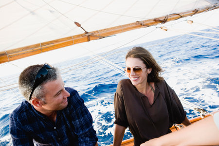 Couple On A Sailing Boatの写真素材