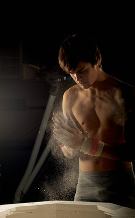 Gymnast Clapping Hands In Chalkの写真素材