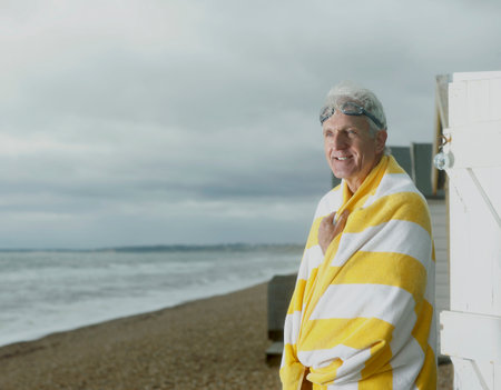 Grandfather Ready To Swimの写真素材