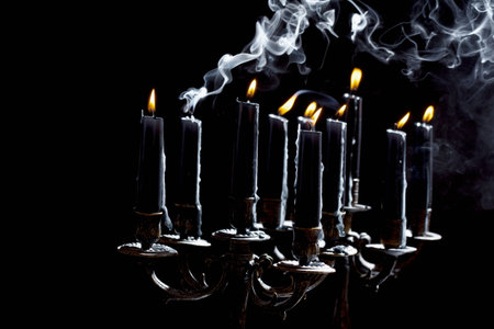 Black Candles In Candle Holderの写真素材