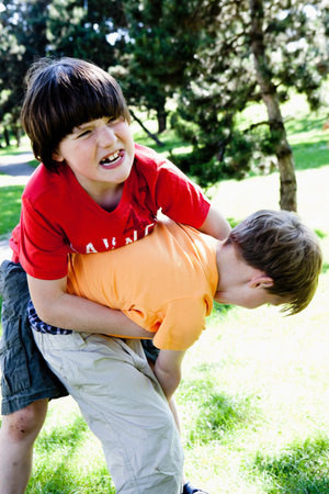 Two Boys Grapplingの写真素材