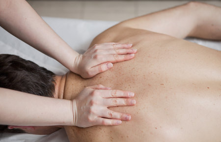 Man Having Back Massage In Spaの写真素材