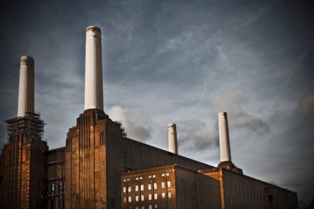 Power Station Against Stormy Sky