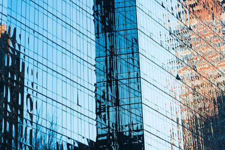 Close Up Of Modern Skyscrapers In Manhattan, New Yorkの写真素材