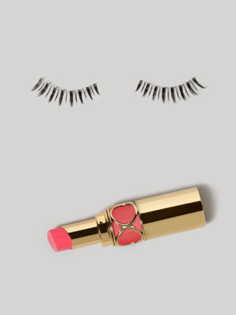 False Eyelashes And Lipstickの写真素材