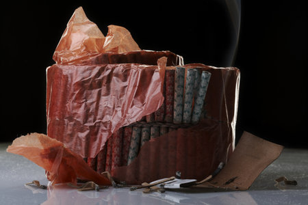 Still Life With Parcel Of Firecrackers And Used Matches