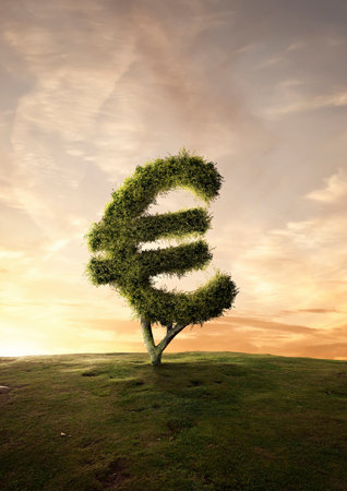 Topiary Tree Financial Symbol Euro Signの写真素材