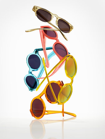Pile Of Brightly Coloured Sunglassesの写真素材