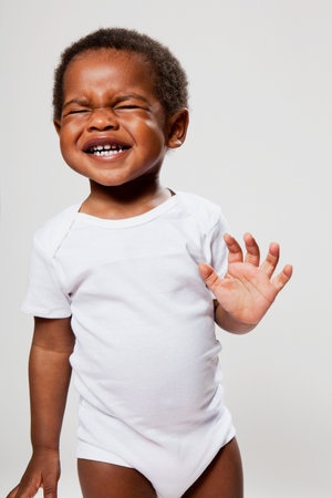 Boy Pulling Funny Faceの写真素材