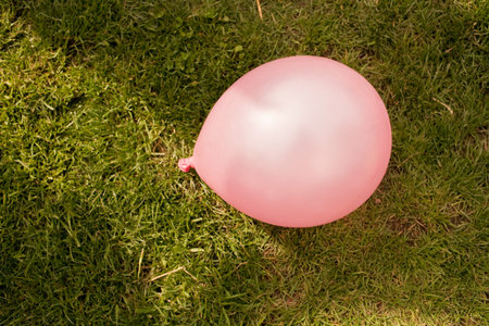 Pink Balloon On Grassの写真素材